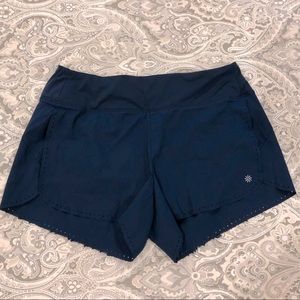 Athleta Size M Dark Teal 3.5” laser cut shorts